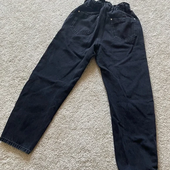 Zara high waisted women’s black baggy jeans pants elastic waist - Picture 9 of 14